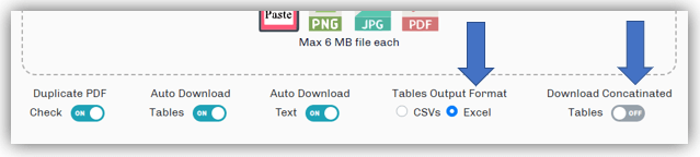 table output options